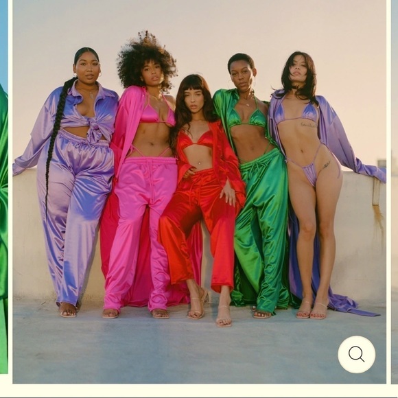 𝅺laina Rauma Set Small Hot Pink satin Club Bed Top Drawstring pants - Picture 3 of 12